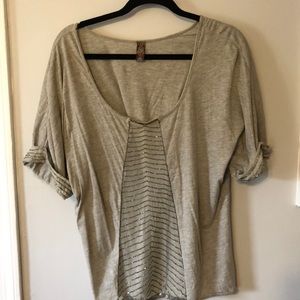 Free people gray top with sheer detail